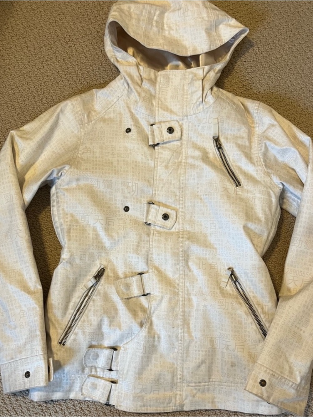 Burton DryRide Dream snowboard jacket ski coat cream print design small